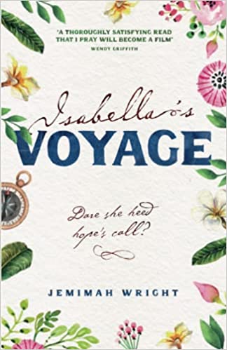 Isabella's Voyage book cover design, with drawn flowers and stylised text.